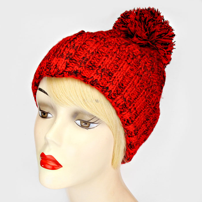 HATEGORY Pom Pom Knit Beanie Hat