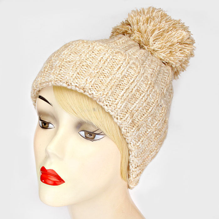 HATEGORY Pom Pom Knit Beanie Hat