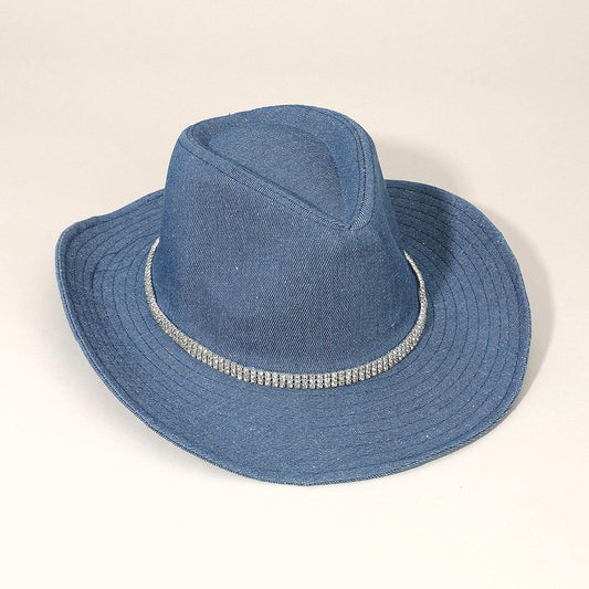 HATEGORY 3 Row Rhinestone Band Fedora Hat