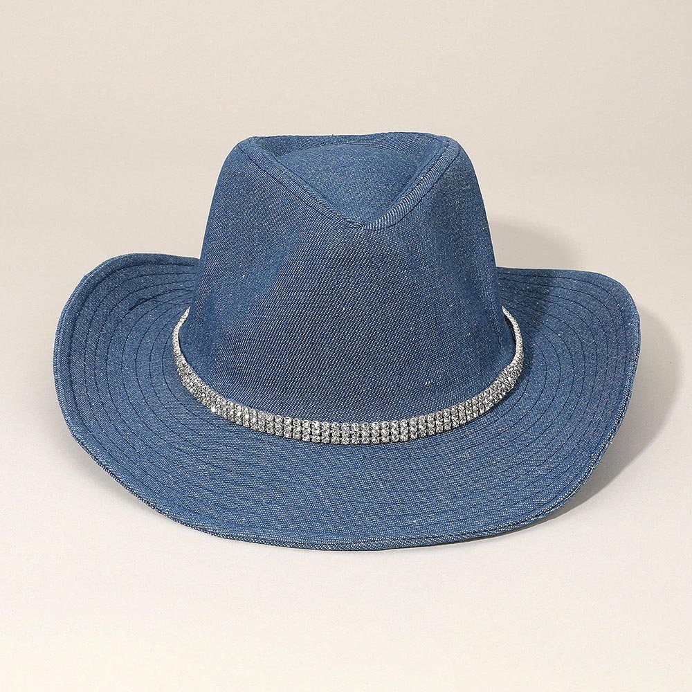 HATEGORY 3 Row Rhinestone Band Fedora Hat