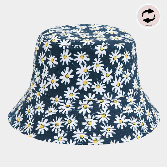HATEGORY Reversible Daisy Flower Pattern Bucket Hat