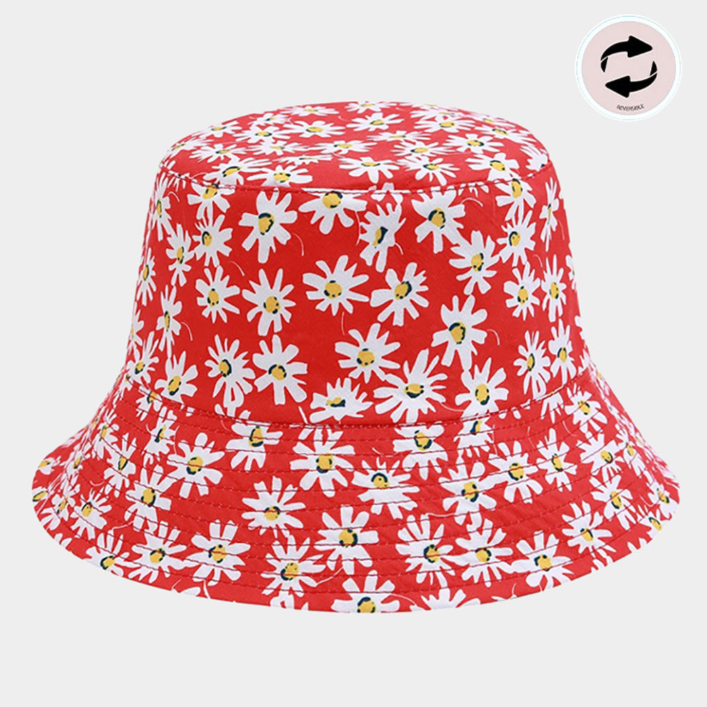HATEGORY Reversible Daisy Flower Pattern Bucket Hat