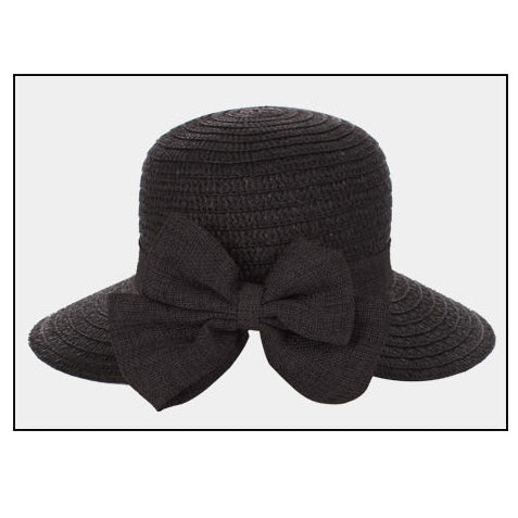 HATEGORY Bow Trim Straw Sun Hat