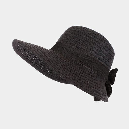 HATEGORY Bow Trim Straw Sun Hat