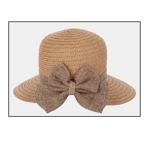 HATEGORY Bow Trim Straw Sun Hat