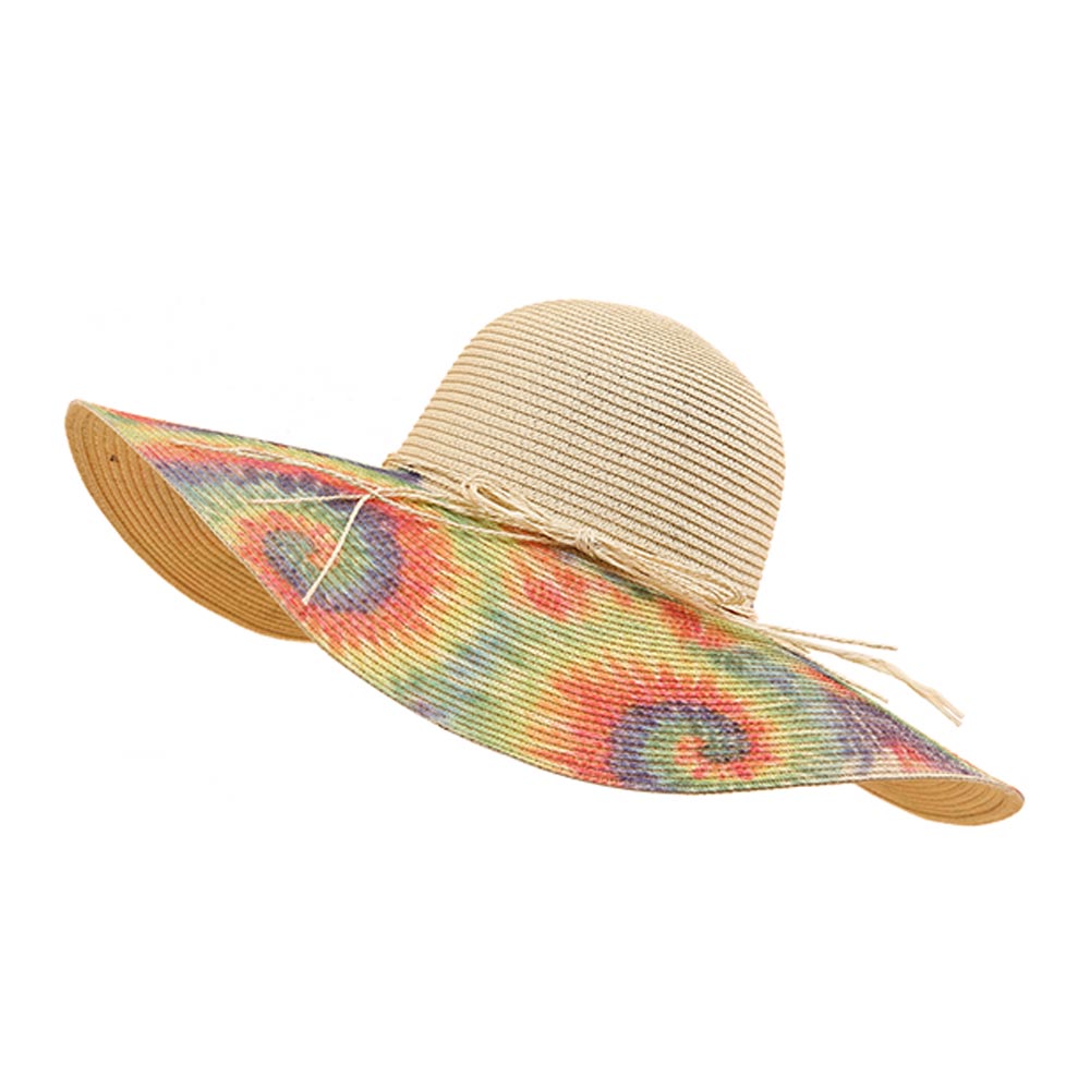 HATEGORY Tie Dye Print Straw Sun Hat