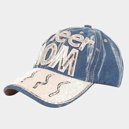 HATEGORY "Cheer Mom" _ Bling Denim Baseball Cap
