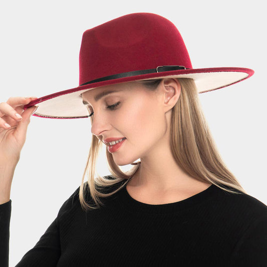HATEGORY Faux Leather Band Panama Hat