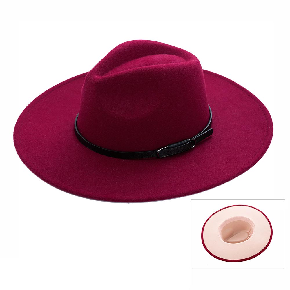HATEGORY Faux Leather Band Panama Hat