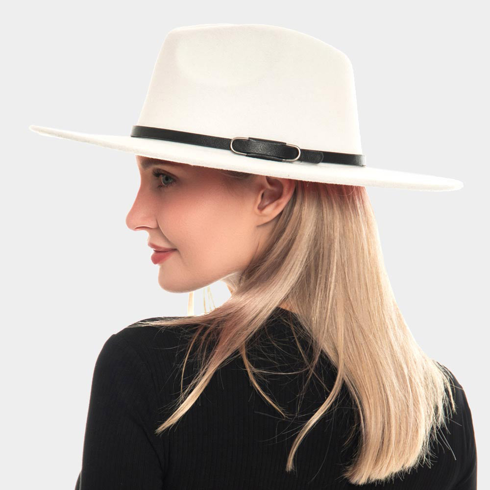 HATEGORY Faux Leather Band Panama Hat