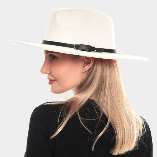 HATEGORY Faux Leather Band Panama Hat