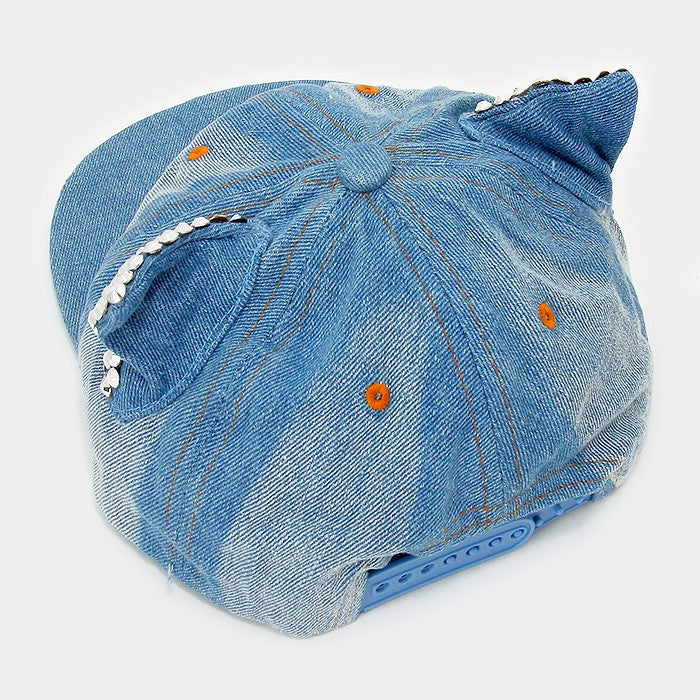 HATEGORY Denim studded cat ear baseball cap