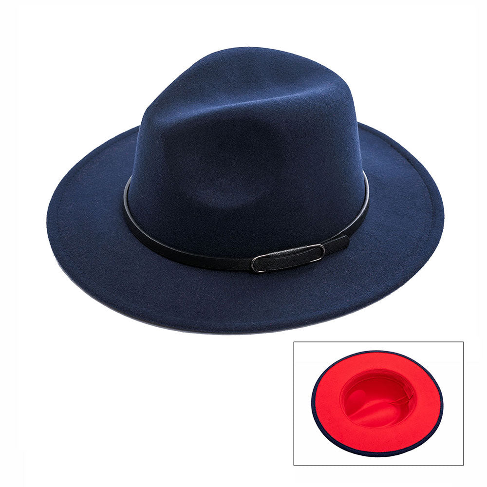 HATEGORY Faux Leather Band Pointed Solid Panama Hat