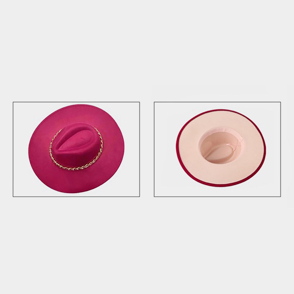HATEGORY Metal Chain Pointed Solid Panama Hat