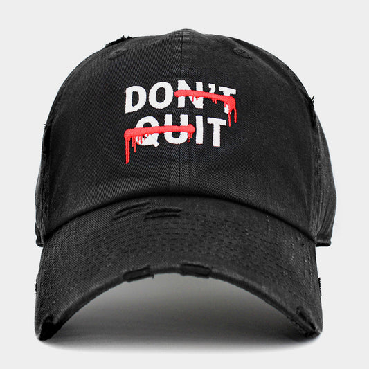 HATEGORY DONT QUIT Message Embroidered Vintage Baseball Cap