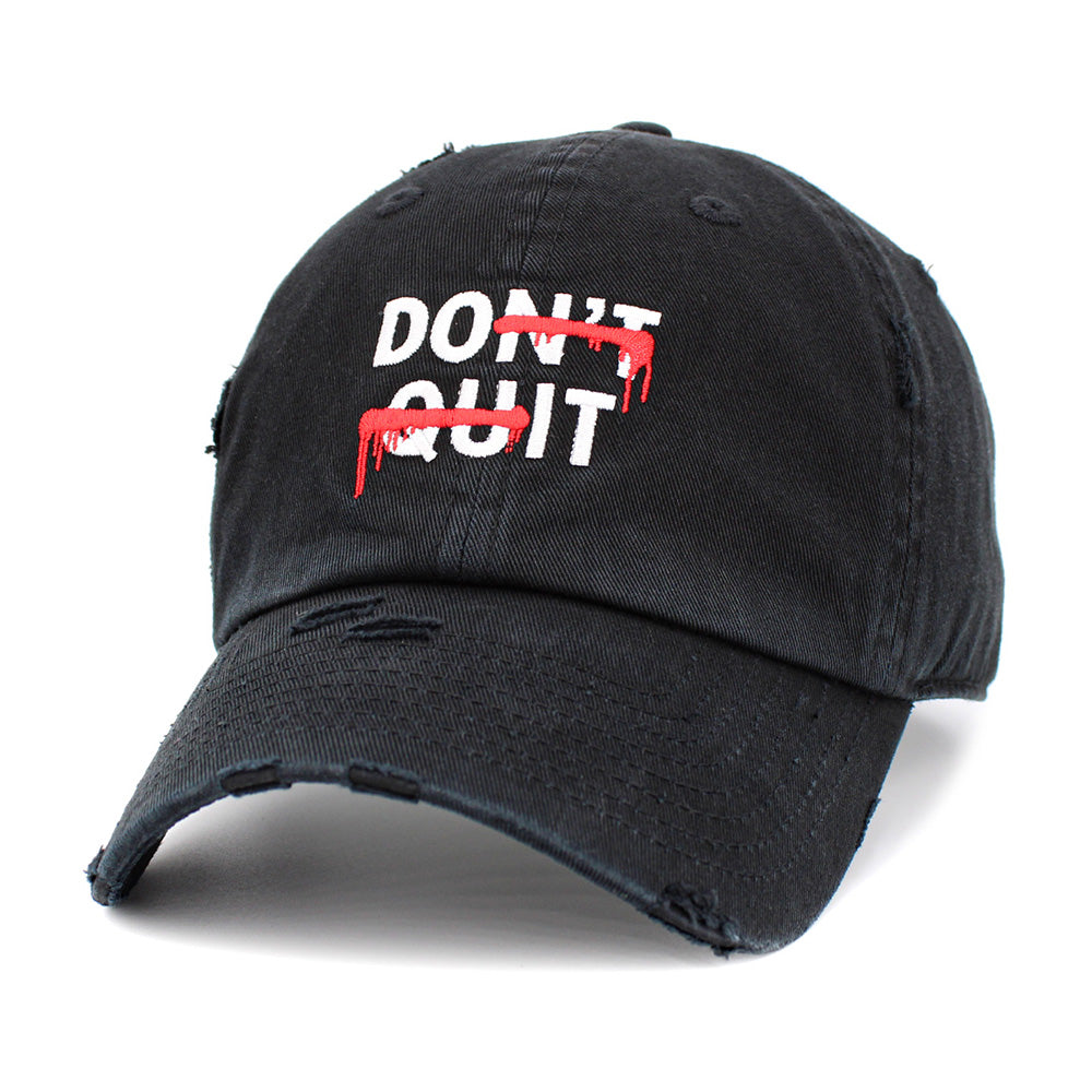 HATEGORY DONT QUIT Message Embroidered Vintage Baseball Cap