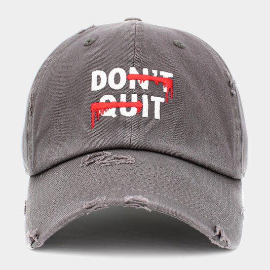 HATEGORY DONT QUIT Message Embroidered Vintage Baseball Cap