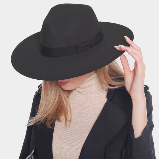 HATEGORY Bow Band Pointed Solid Panama Hat