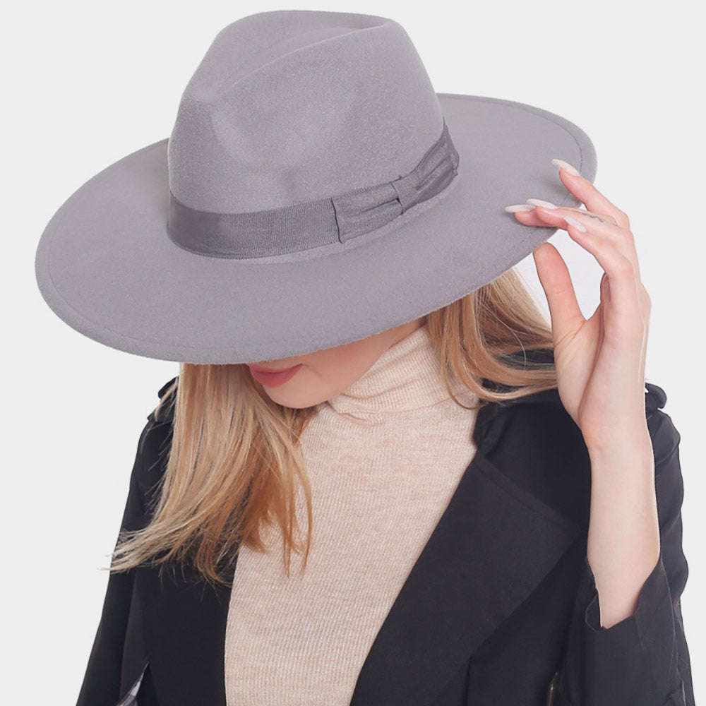 HATEGORY Bow Band Pointed Solid Panama Hat