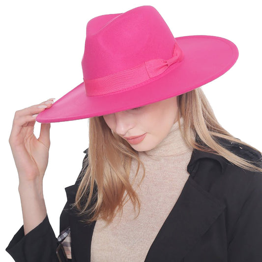 HATEGORY Bow Band Pointed Solid Panama Hat