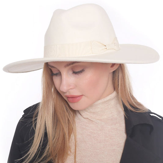 HATEGORY Bow Band Pointed Solid Panama Hat