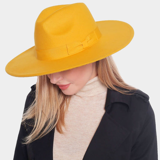 HATEGORY Bow Band Pointed Solid Panama Hat