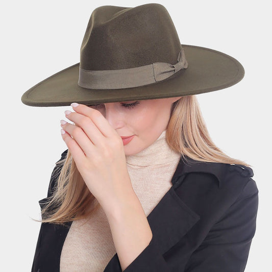 HATEGORY Bow Band Pointed Solid Panama Hat