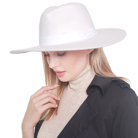 HATEGORY Bow Band Pointed Solid Panama Hat