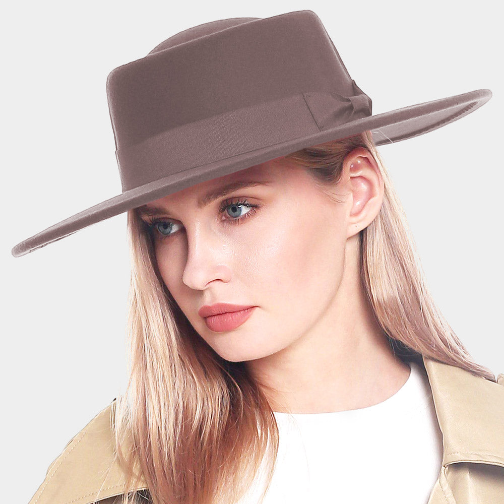 HATEGORY Bow Accented Solid Panama Hat