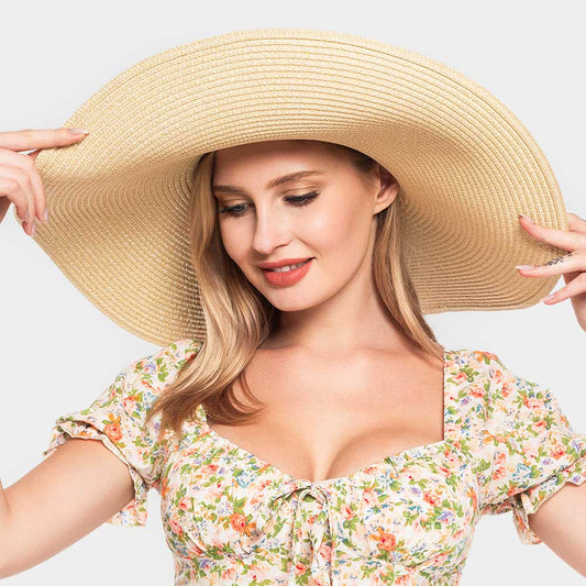 HATEGORY Solid Straw Sun Hat