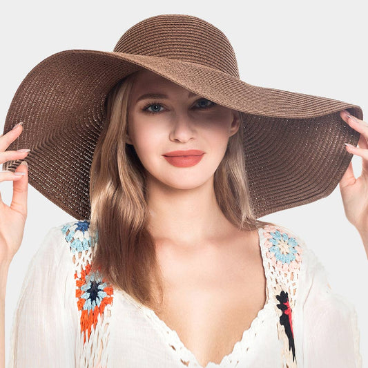 HATEGORY Solid Straw Sun Hat