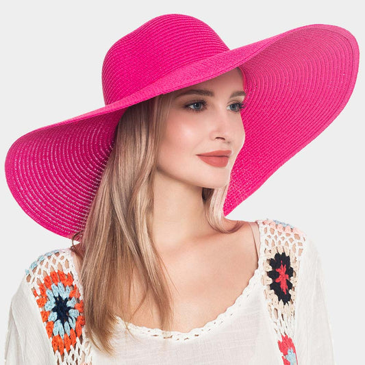HATEGORY Solid Straw Sun Hat