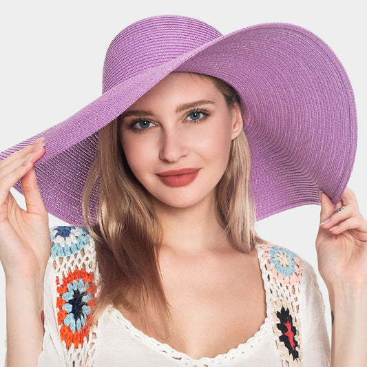 HATEGORY Solid Straw Sun Hat