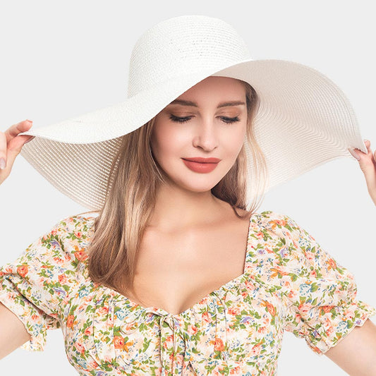 HATEGORY Solid Straw Sun Hat