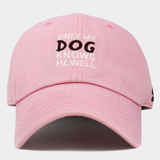 HATEGORY ONLY MY DOG KNOWS ME WELL Message Embroidered Baseball Cap