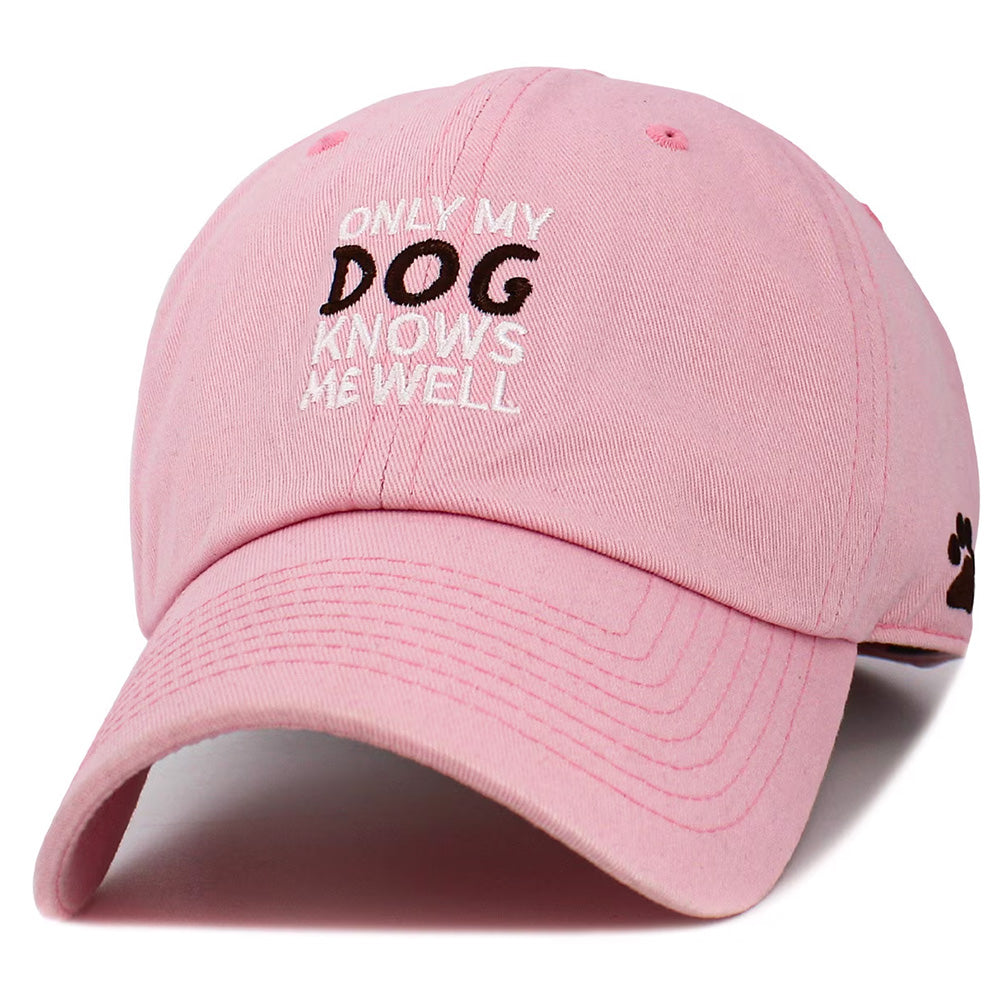 HATEGORY ONLY MY DOG KNOWS ME WELL Message Embroidered Baseball Cap