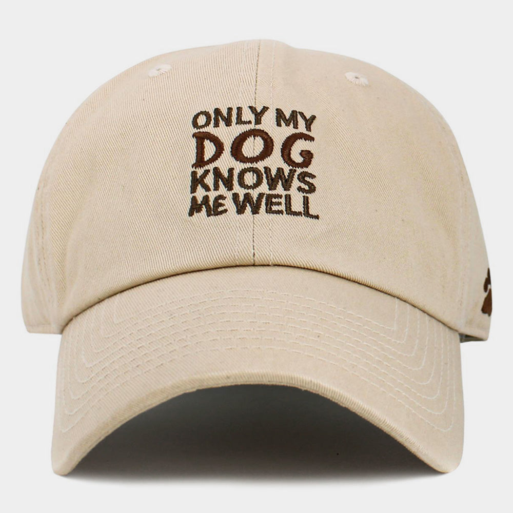 HATEGORY ONLY MY DOG KNOWS ME WELL Message Embroidered Baseball Cap