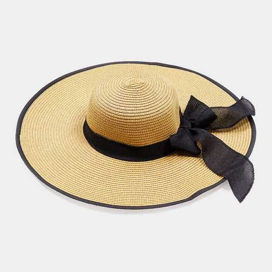 HATEGORY Mesh Black Band Straw Sun Hat