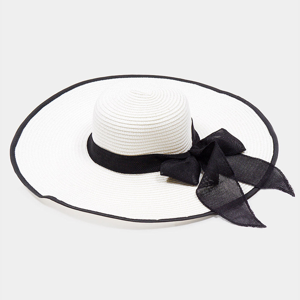 HATEGORY Mesh Black Band Straw Sun Hat