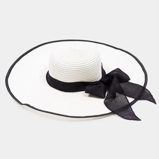 HATEGORY Mesh Black Band Straw Sun Hat