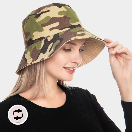 HATEGORY Camouflage Patterned Reversible Bucket Hat