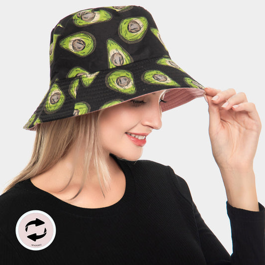HATEGORY Avocado Patterned Reversible Bucket Hat