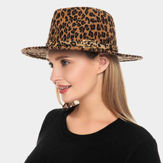 HATEGORY Leopard Patterned Panama Hat