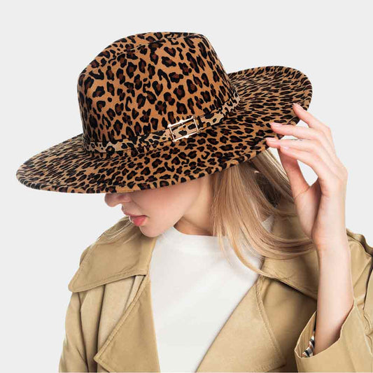 HATEGORY Leopard Patterned Panama Hat