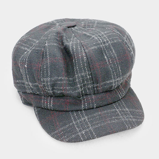 HATEGORY Plaid Check Baker Boy Hat