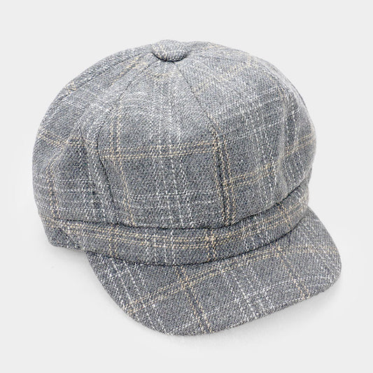 HATEGORY Plaid Check Baker Boy Hat