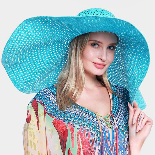 HATEGORY Open Weave Wide Brim Straw Sun Hat