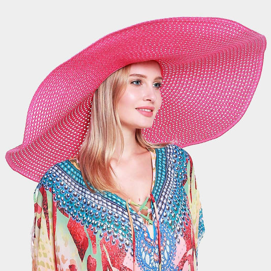 HATEGORY Open Weave Wide Brim Straw Sun Hat