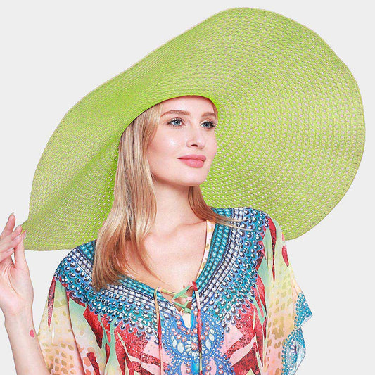 HATEGORY Open Weave Wide Brim Straw Sun Hat