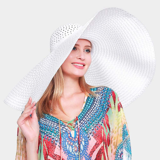 HATEGORY Open Weave Wide Brim Straw Sun Hat
